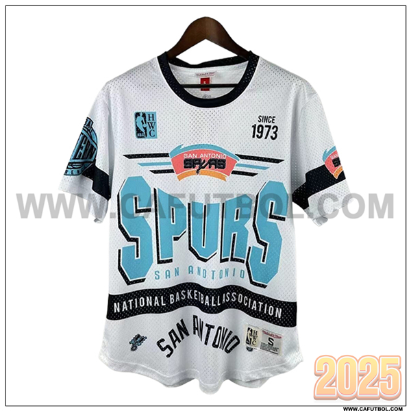 Camisetas NBA San Antonio Spurs Retro 2025/26 Blanco/Negro/Azul