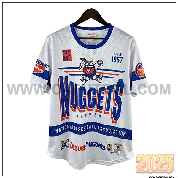 Camisetas NBA Denver Nuggets Retro 2025/26 Blanco/Azul/Naranja