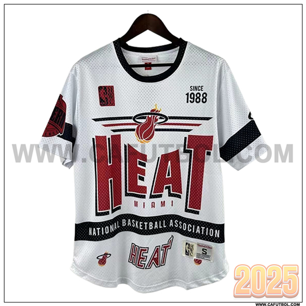 Camisetas NBA Miami Heat Retro 2025/26 Blanco/Rojo/Negro