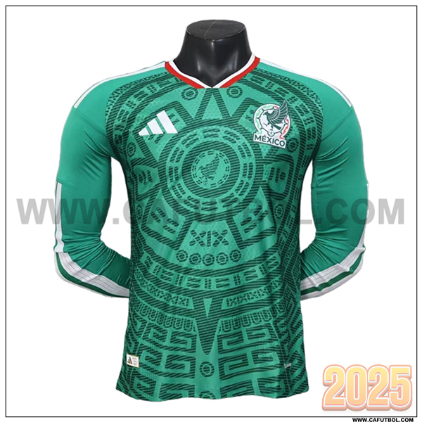 Primera Camiseta Equipo de Mexico Mangas Largas Verde 2025 2026
