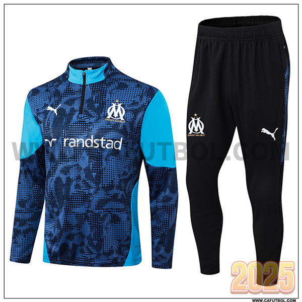 Chandal de Futbol Marsella Azul/Negro 2025 2026