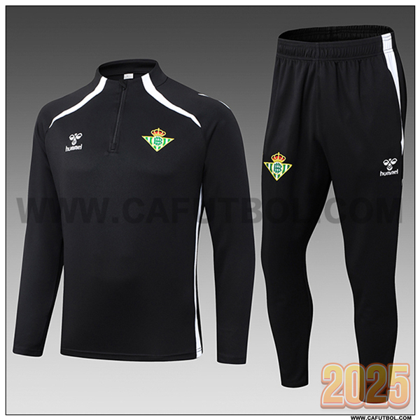 Chandal de Futbol Real Betis Ninos Negro/Blanco 2025 2026