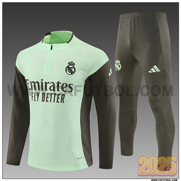 Chandal de Futbol Real Madrid Ninos Verde/Marrón 2025 2026