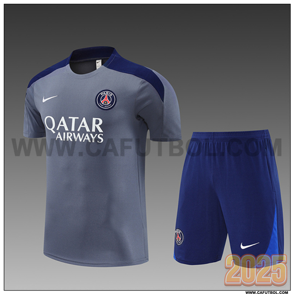 Camiseta Entrenamiento PSG Ninos Gris/Azul 2025 2026