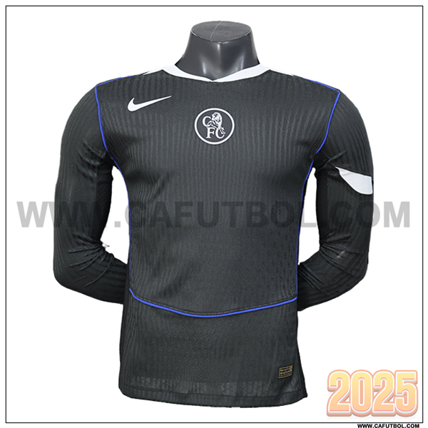 Tercero Camiseta Futbol FC Chelsea Mangas Largas Negro 2025 2026
