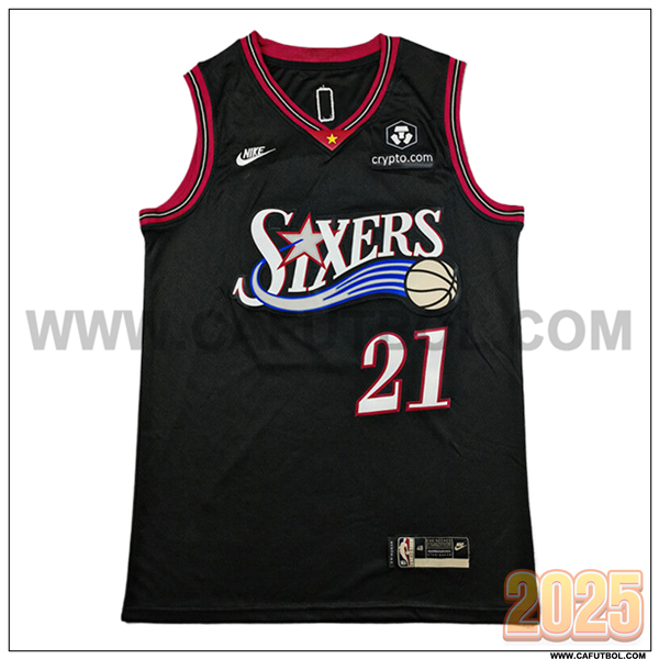 Camisetas NBA Philadelphia 76ers (EMBIID #21) 2025/26 Negro/Rojo
