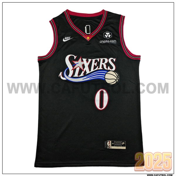 Camisetas NBA Philadelphia 76ers (MAXEY #0) 2025/26 Negro/Rojo