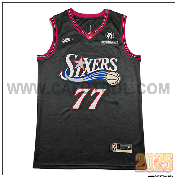 Camisetas NBA Philadelphia 76ers (EDGECOMBE #77) 2025/26 Negro/Rojo