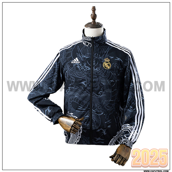 Rompevientos Real Madrid Negro/Blanco 2025 2026