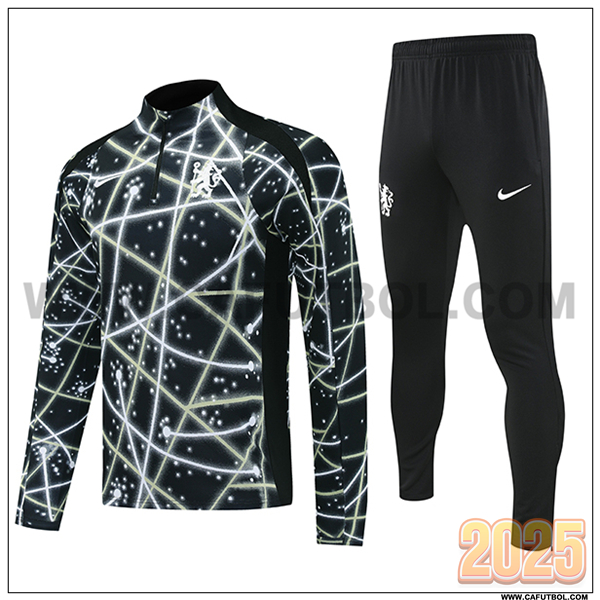 Chandal de Futbol FC Chelsea Negro/Blanco/Amarillo 2025 2026