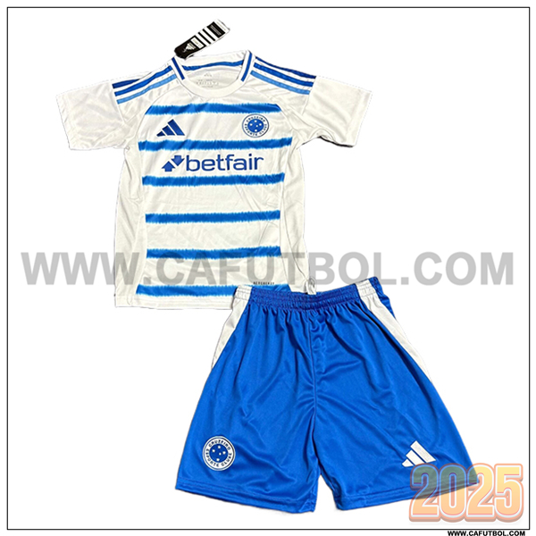 Segunda Camiseta de Cruzeiro Ninos 2025 2026 Blanco/Azul