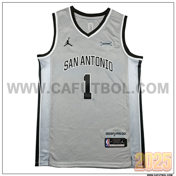 Camisetas NBA San Antonio Spurs (WEMBANYAMA #1) 2025/26 Gris/Negro