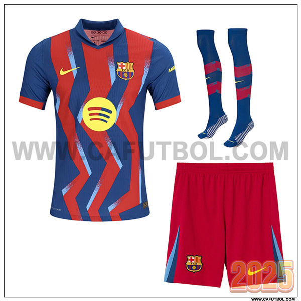 Camiseta de FC Barcelona Cuatro (Pantalones + Calcetines) 2025 2026 Rojo/Azul marino