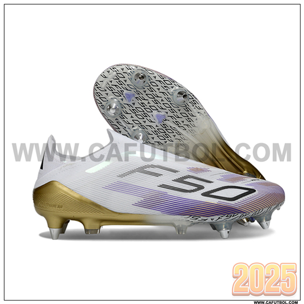 Adidas Botas De Fútbol F50 Elite Laceless SG Blanco/Violeta/Amarillo
