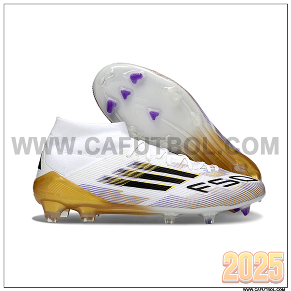 Adidas Botas De Fútbol F50 ELITE MID FG W Blanco/Negro/Amarillo