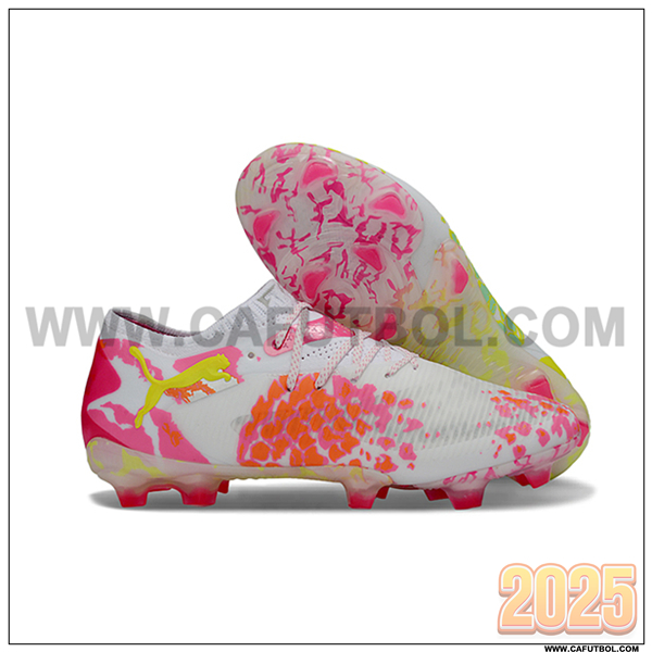 PUMA Botas De Fútbol FUTURE 8 ULTIMATE FG/AG Blanco/Rosa/Amarillo