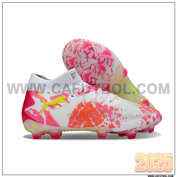 PUMA Botas De Fútbol FUTURE 8 ULTIMATE FG/AG Blanco/Rosa/Amarillo -02