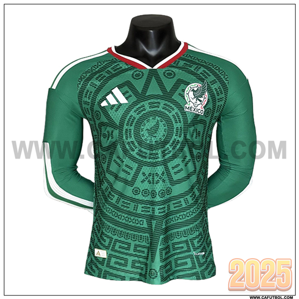 Primera Camiseta Equipo de Mexico Mangas Largas Verde Copa Mundial 2026