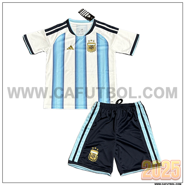 Primera Camiseta Equipo de Argentina Ninos Blanco/Azul Copa Mundial 2026