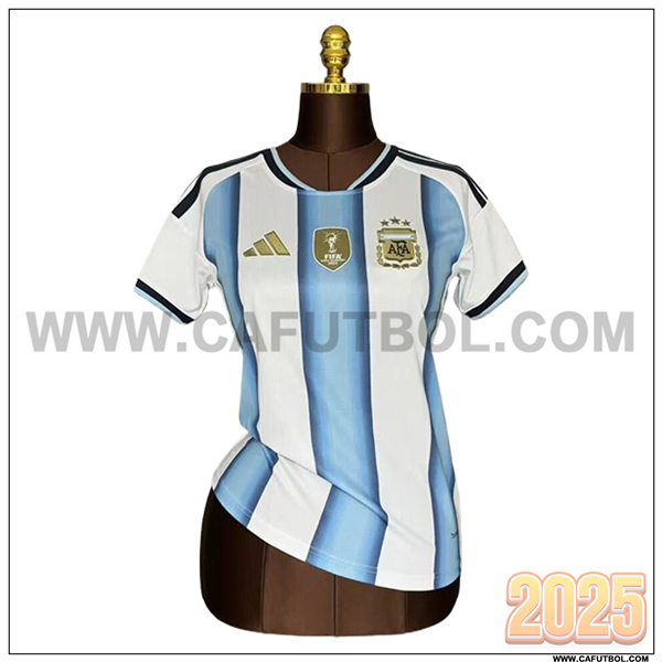 Primera Camiseta Equipo de Argentina Mujer Blanco/Azul Copa Mundial 2026