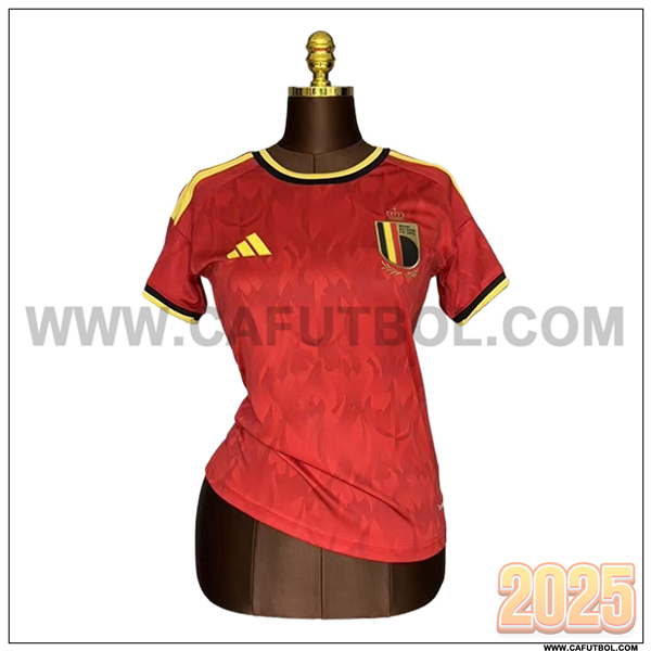 Primera Camiseta Equipo de Belgica Mujer Rojo Copa Mundial 2026