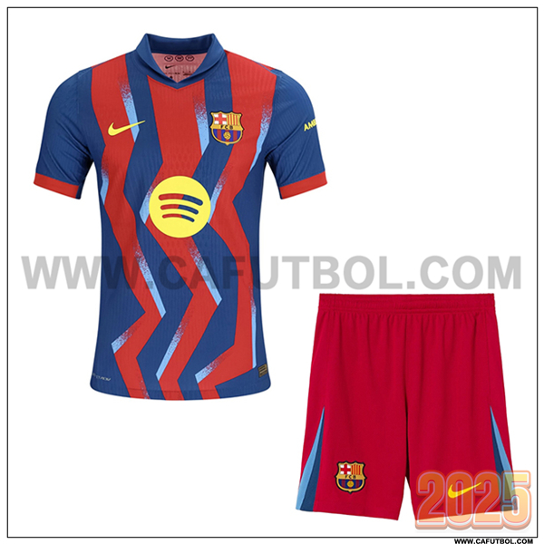 Nuevo Camiseta de FC Barcelona Cuatro Ninos 2025 2026 Rojo/Azul marino