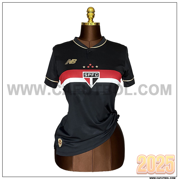 Tercero Camiseta Futbol Sao Paulo FC Mujer Negro 2025 2026
