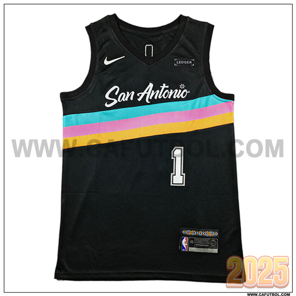 Camisetas NBA San Antonio Spurs (WEMBANYAMA #1) 2025/26 Negro
