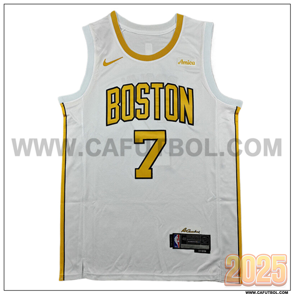 Camisetas NBA Boston Celtics (BROWN #7) 2025/26 Blanco/Amarillo
