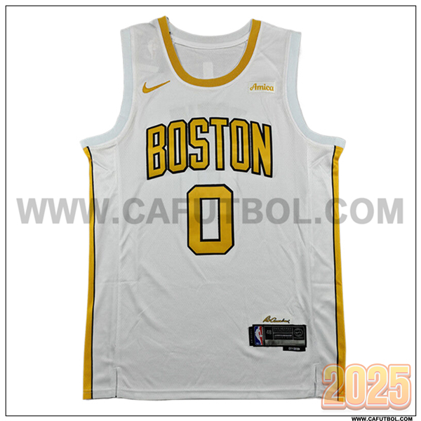 Camisetas NBA Boston Celtics (TATUM #0) 2025/26 Blanco/Amarillo