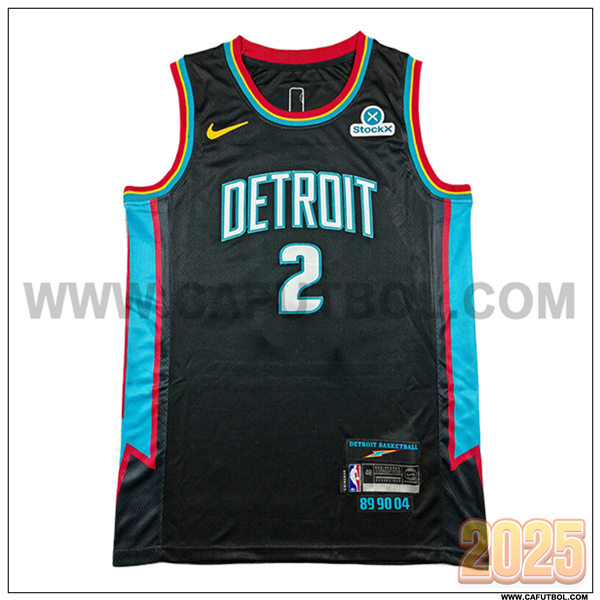 Camisetas NBA Detroit Pistons (CUNNINGHAM #2) 2025/26 Negro/Azul/Rojo