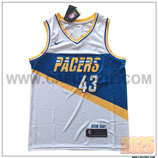 Camisetas NBA Indiana Pacers (SIAKAM #43) 2025/26 Blanco/Azul/Amarillo