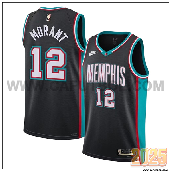Camisetas NBA Detroit Pistons (MORANT #12) 2025/26 Negro/Azul/Rojo