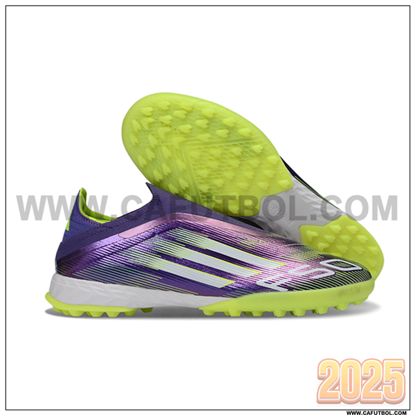 Adidas Botas De Fútbol F50 Pro Laceless TF Violeta/Blanco/Verde