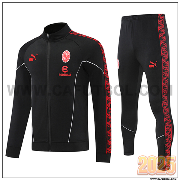 Chandal Chaquetas Futbol AC Milan Negro/Rojo 2025 2026 -03