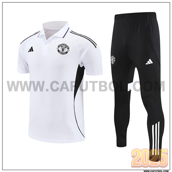 Camiseta Polo Manchester United Blanco/Negro 2025/26