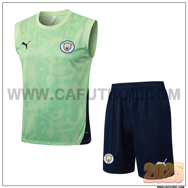 Camiseta Entrenamiento sin mangas Manchester City Verde/Azul 2025/26