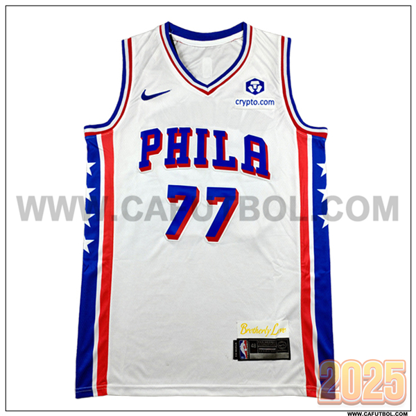 Camisetas NBA Philadelphia 76ers (EDGECOMBE #77) 2025/26 Blanco/Azul/Rojo