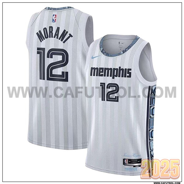 Camisetas NBA Memphis Grizzlies (MORANT #12) 2025/26 Blanco