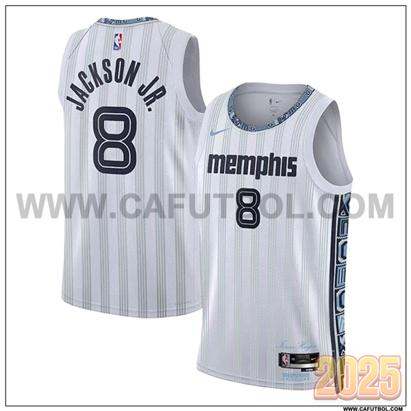 Camisetas NBA Memphis Grizzlies (JACKSON JR. #8) 2025/26 Blanco