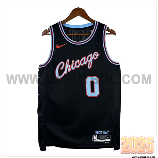 Camisetas NBA Chicago Bulls (WHITE #0) 2025/26 Negro/Azul