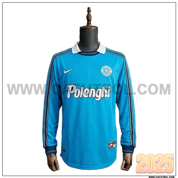 Primera Camiseta de SSC Napoles Mangas Largas Retro Azul 1998/1999