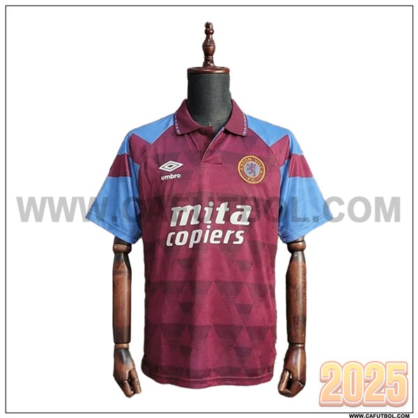 Primera Camiseta de Aston Villa Retro Rojo ladrillo 1998