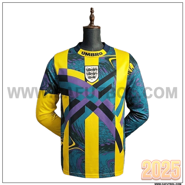 Camiseta de Portero Inglaterra Mangas Largas Retro 1995 AMARILLO