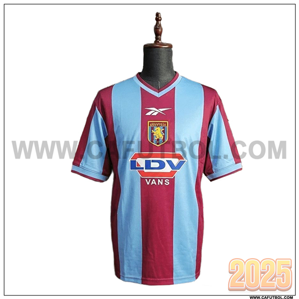 Primera Camiseta de Aston Villa Retro Azul/Rojo ladrillo 1999/2000