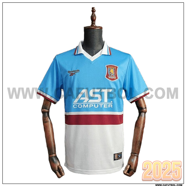 Segunda Camiseta de Aston Villa Retro Azul/Blanco 1997/1998