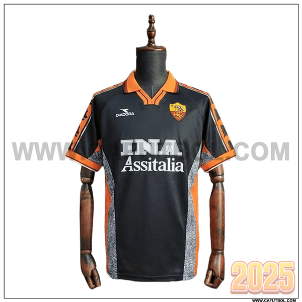 Tercero Camiseta de AS Roma Ninos Retro Negro 1998/1999