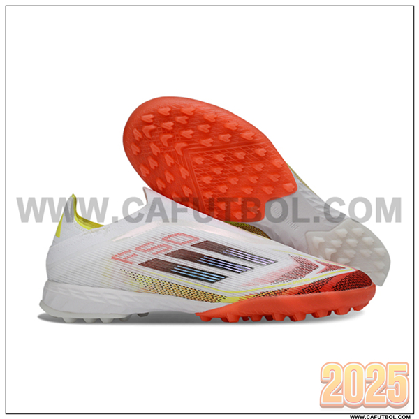 Adidas Botas De Fútbol F50 Pro Laceless TF Blanco/Naranja
