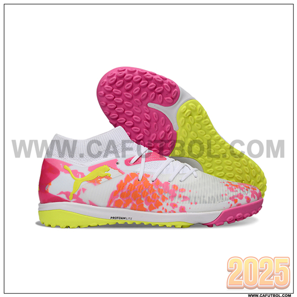 PUMA Botas De Fútbol FUTURE 8 ULTIMATE TF Blanco/Rosa/Amarillo