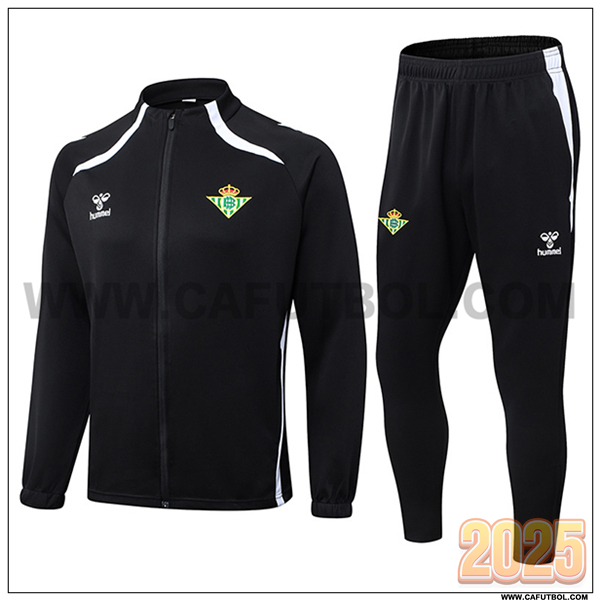 Chandal Chaquetas Futbol Real Betis Negro/Blanco 2025/26